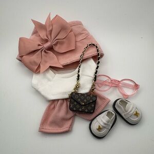 Labubu Stylish Pink and White Clothes Outfit 7pc Set